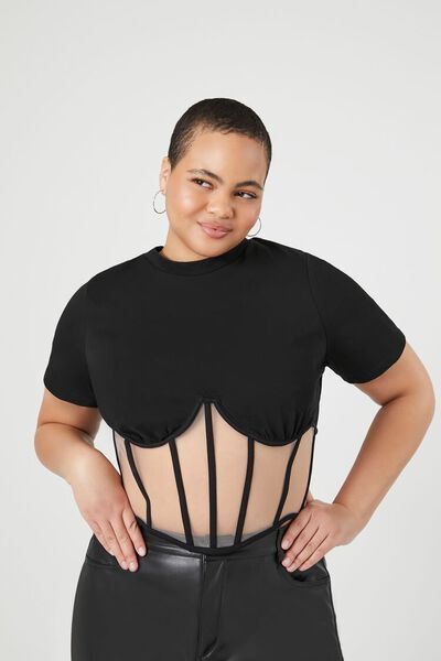 Plus Size Sheer Bustier Crop Top | Forever 21 (US)
