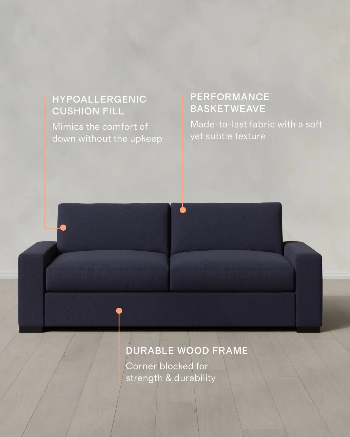 Stillman Performance Basketweave Sofa in Navy | Quince