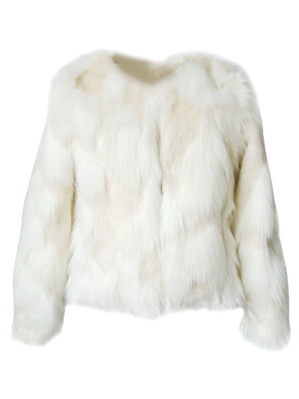 Faux Fur Coat Women Jacket White Long Sleeve Faux Fur Jacket For Women | Milanoo