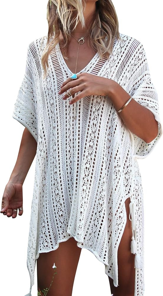 Jeasona Women’s Bathing Suit Cover Up for Beach Pool Swimwear Crochet Dress | Amazon (US)
