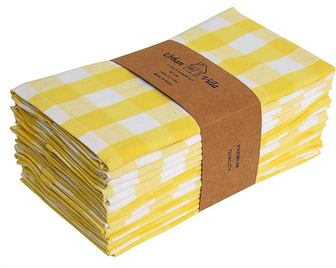 Cloth Napkins - Premium Quality,Buffalo Check Plaid- Dinner Napkins, 100% Cotton, Set of 12,Size ... | Amazon (US)