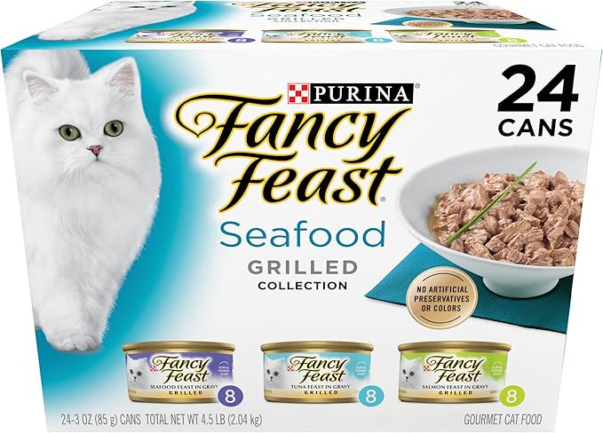 Purina Fancy Feast Grilled Wet Cat Food Seafood Collection in Wet Cat Food Variety Pack - (Pack o... | Amazon (US)