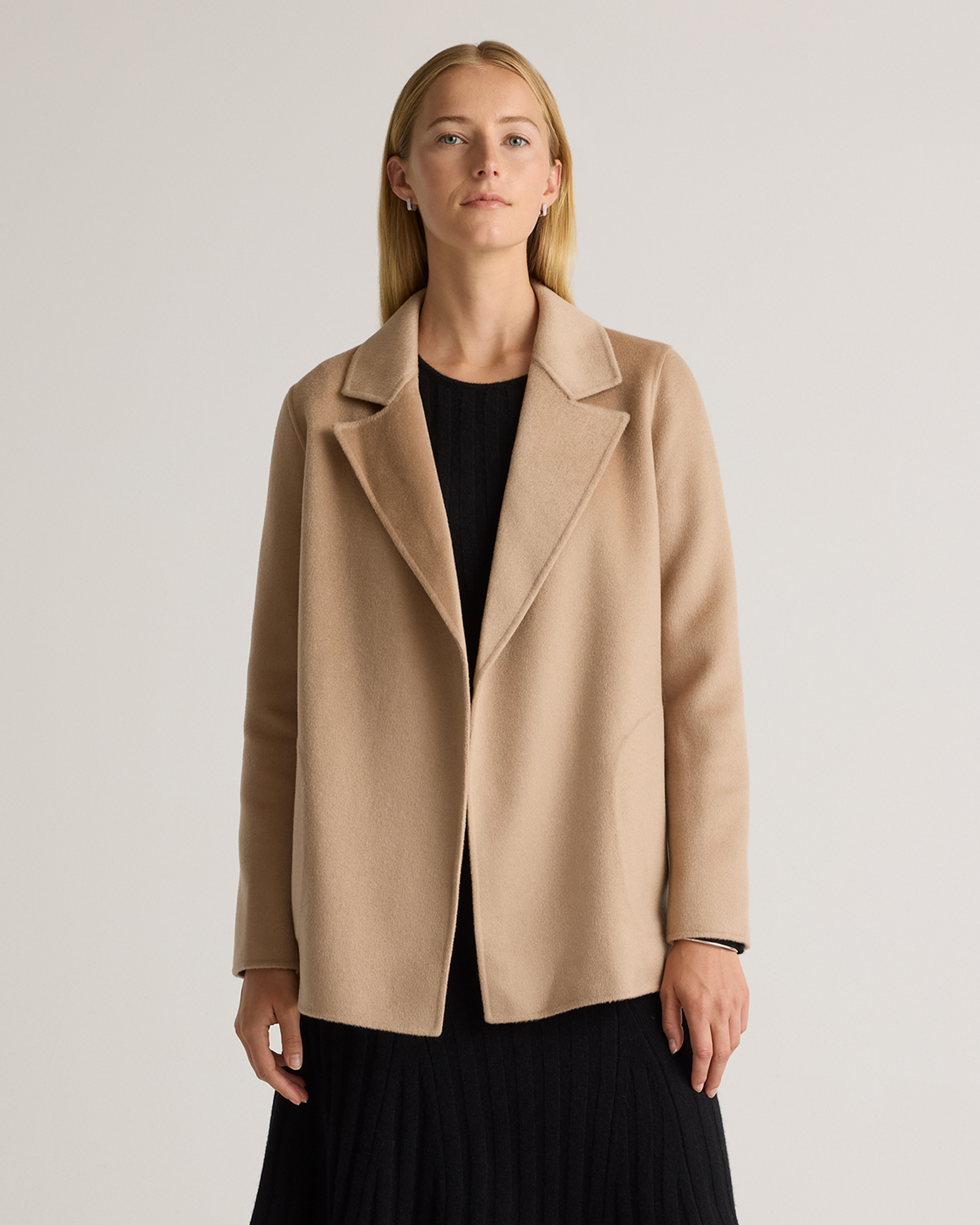 Quince | Women's 100% Mongolian Cashmere Double-Faced Open Blazer in Camel, Size XL | Quince