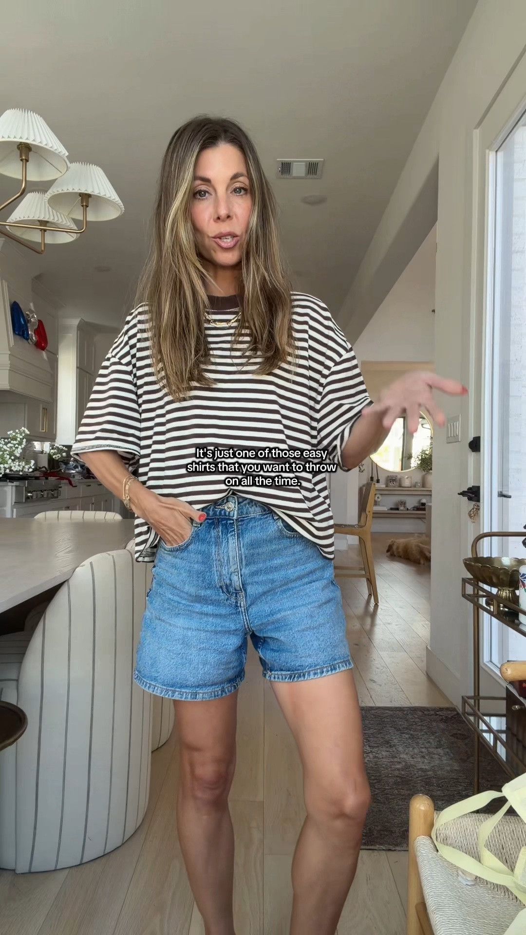 Love this oversized stripe tee for an easy everyday outfit! Denim Shorts are Zara and my fave! Size small and 25.

#LTKootd #LTKgrwm #LTKSaleAlert