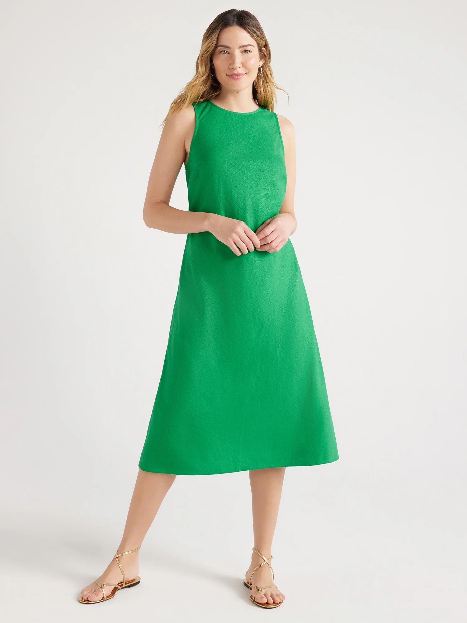 Free Assembly Women’s Sleeveless Bias Midi Dress, Sizes XS-XXL | Walmart (US)