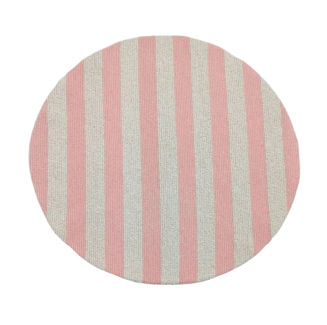 Pink & White Cabana Stripe Placemats | Beth Ladd Collections