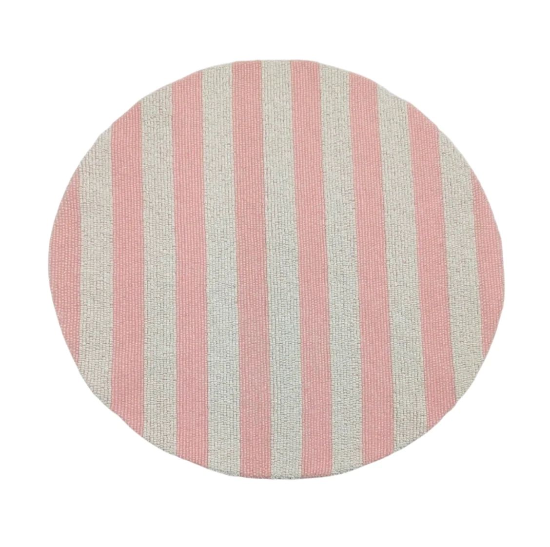 Pink & White Cabana Stripe Placemats | Beth Ladd Collections