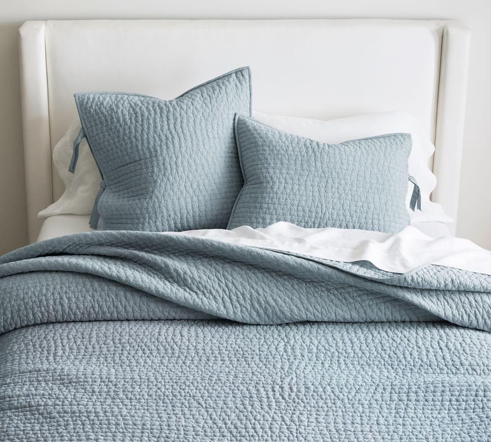 Pick-Stitch Handcrafted Cotton/Linen Quilt | Pottery Barn (US)