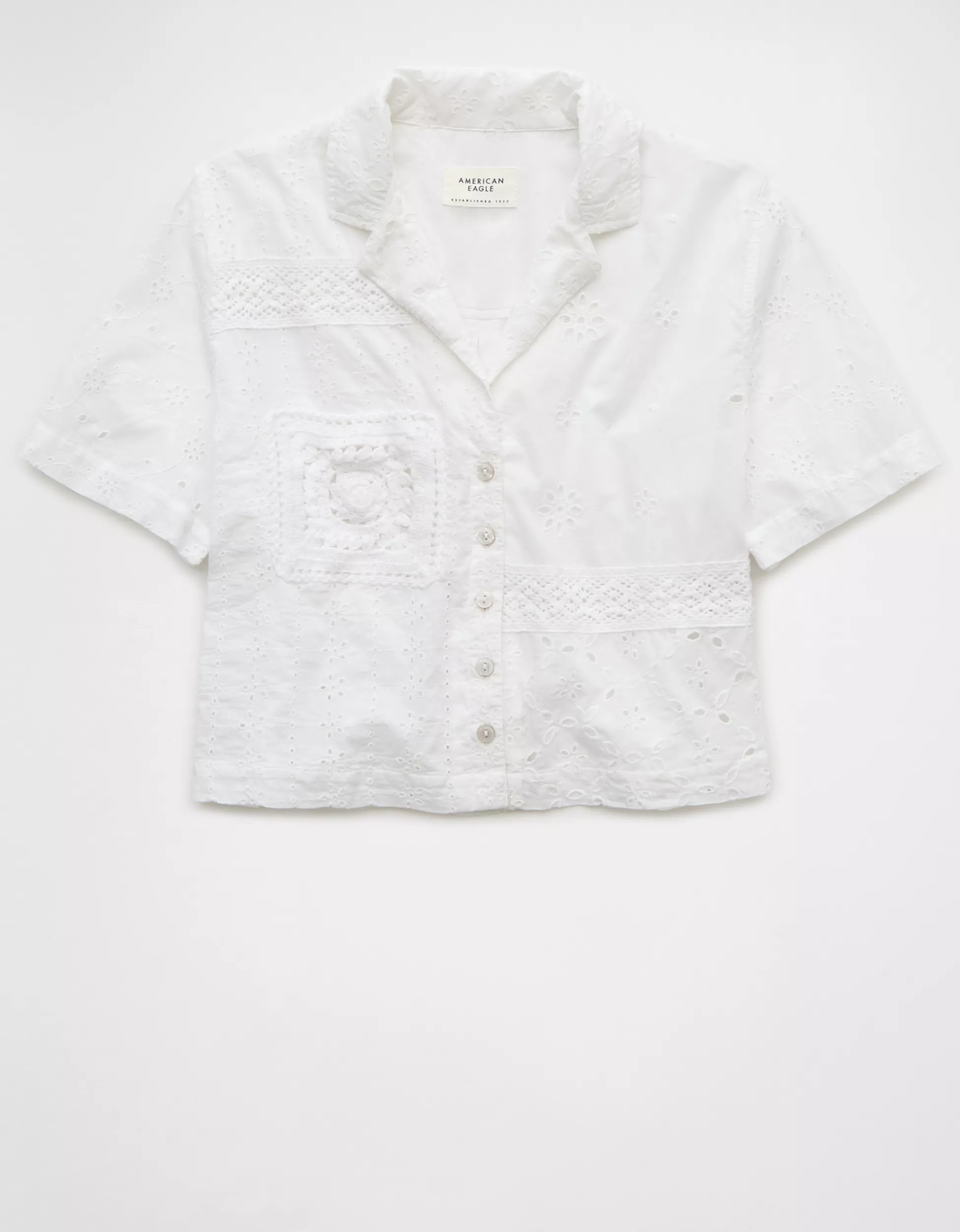 AE Eyelet Button-Up Shirt | American Eagle Outfitters (US & CA)