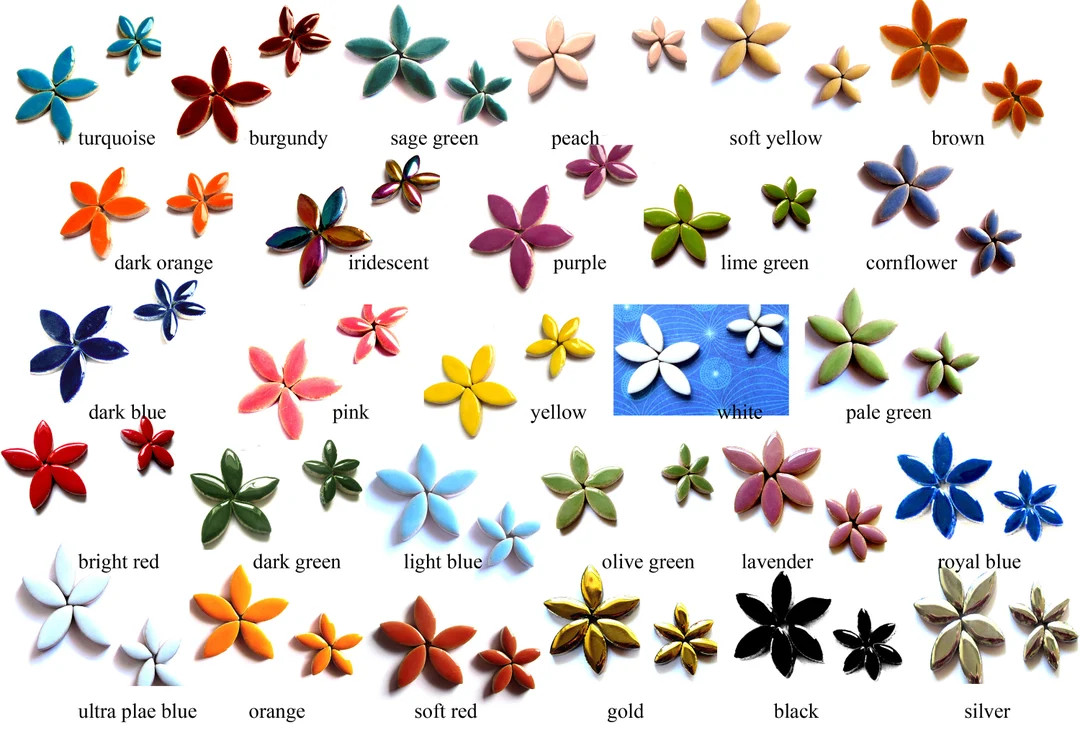 40+ Ceramic Flower Petals, Petal Mosaic Tiles, Floral Mosaic Tiles, Floral Ceramic Tiles, Flower ... | Etsy (US)