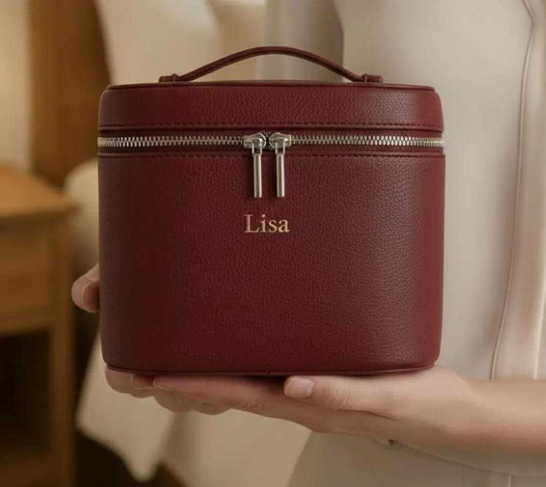 Personalized Large Capacity Makeup Bag – Custom Name PU Leather Travel Cosmetic Organizer | Etsy (US)