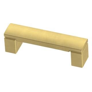 Simply Geometric 3 in. (76 mm) Brushed Brass Cabinet Drawer Pull | The Home Depot