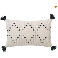 Black & White Woven Pillow // Cushion Boho Tassel | Etsy (US)