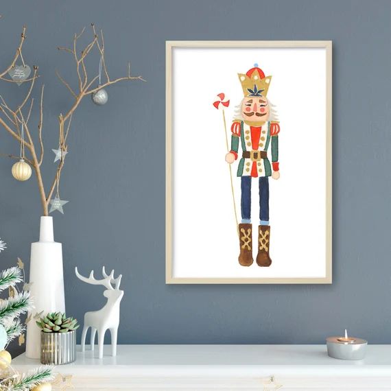 Nutcracker Soldier, Christmas Watercolor Painting, Christmas Decor, Holiday Decor, Living Room Wa... | Etsy (US)