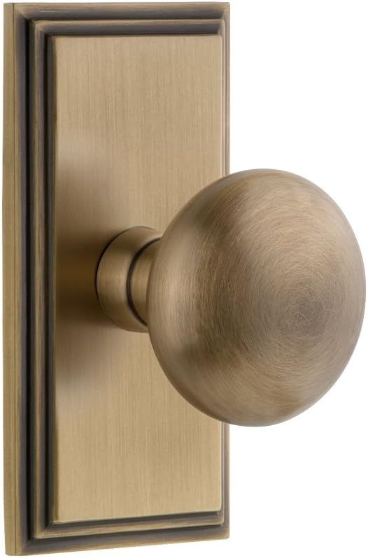 Grandeur 810725 Carre Plate Passage with Fifth Avenue Knob in Vintage Brass, 2.375 | Amazon (US)