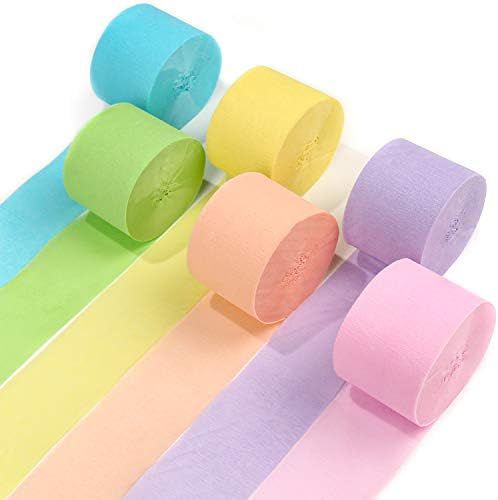 PartyWoo Crepe Paper Streamers 6 Rolls, 1.8 Inch x 82 Ft/Roll, Pastel Streamers Party Decorations... | Amazon (US)