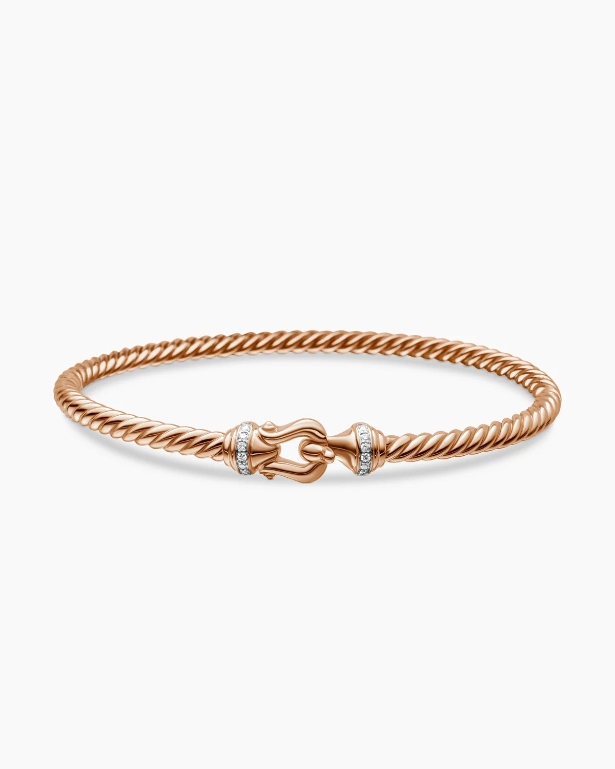 David Yurman | Buckle Cablespira Bracelet in 18K Yellow Gold with Diamonds, 3.5mm | David Yurman