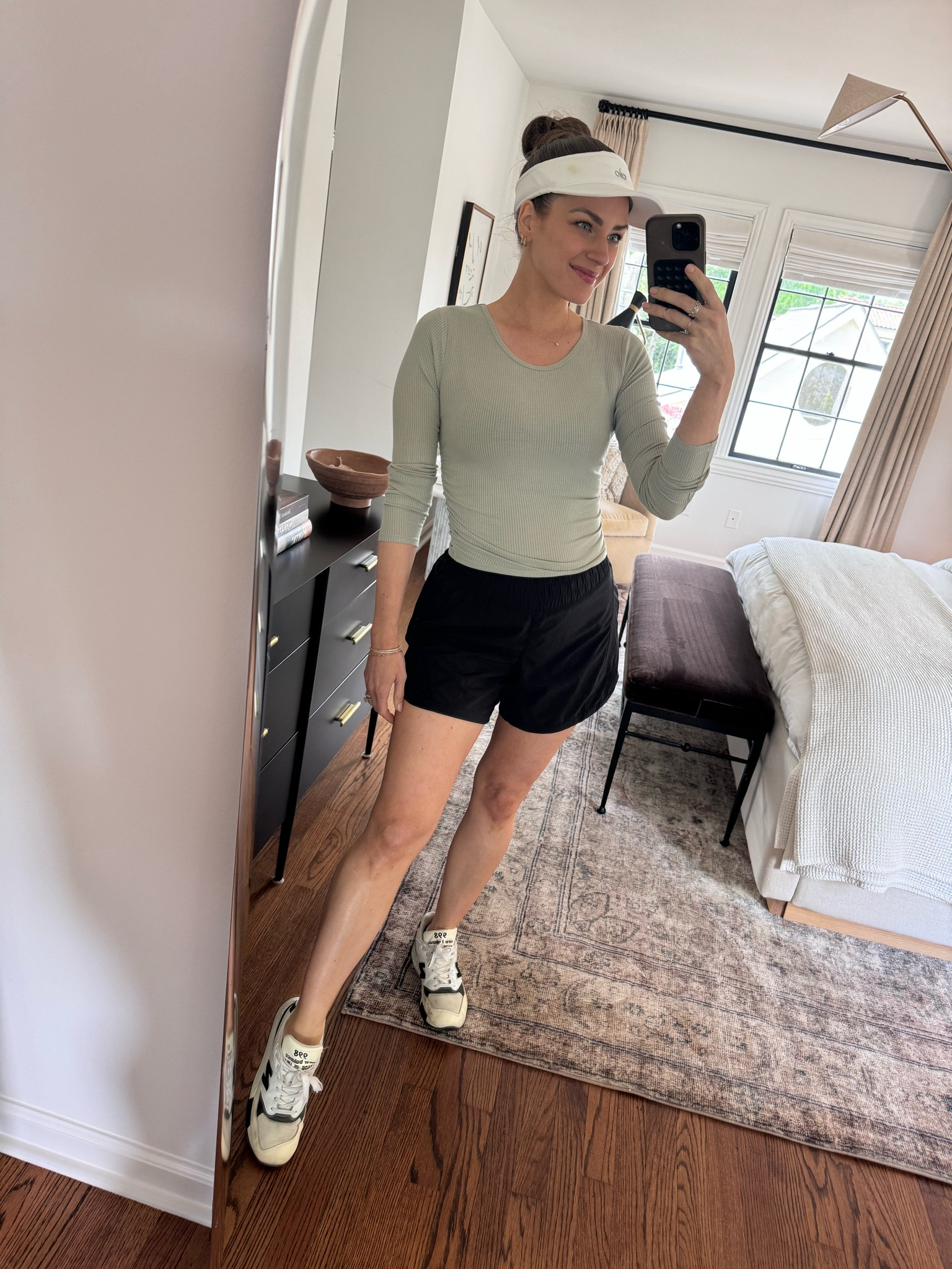 Family walk OOTD. My top & visor are part of a 30% off sitewide sale— a rare one so take advantage! Size S top, 6 shorts & bra. Sneakers fit TTS. 

#LTKbump #LTKsalealert #LTKActive