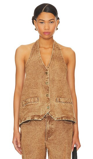 LIONESS Hills Halter Top in Brown. - size M (also in L, S, XL, XS) | Revolve Clothing (Global)