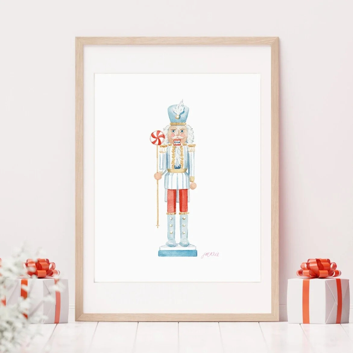 Blue and White Nutcracker Watercolor Art Print — Simply Jessica Marie | Simply Jessica Marie