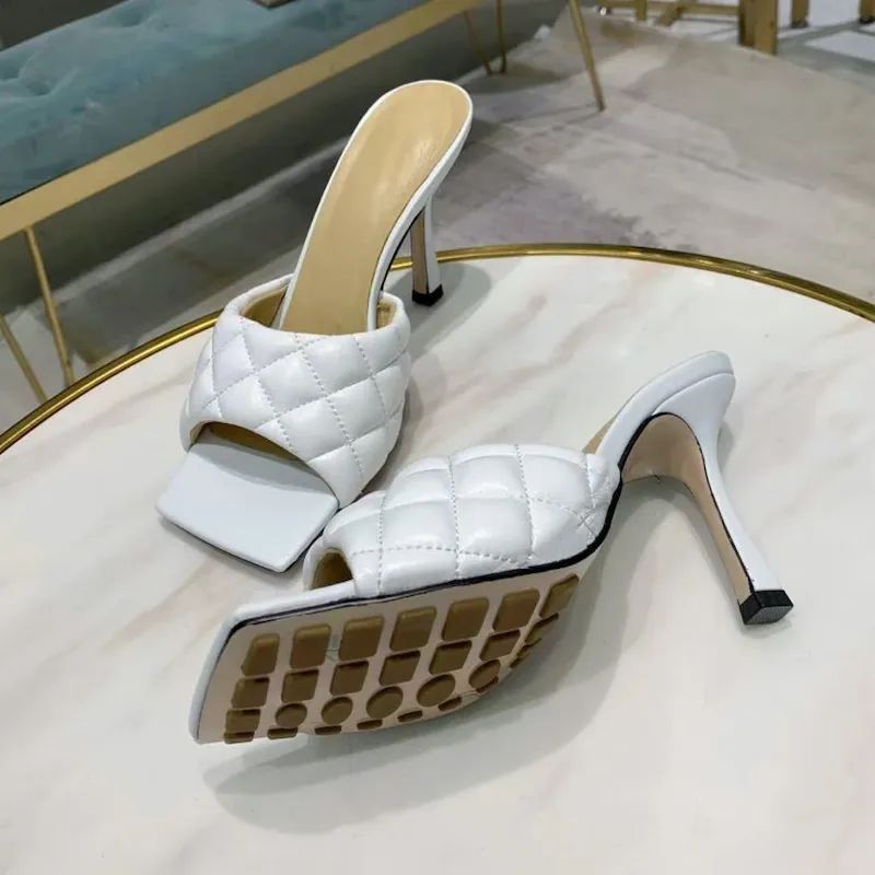 Women Designer lido sandals summer leather Slide covered Stiletto Heel Ladies Black White Beach S... | DHGate