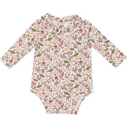 Angel Dear | Acorn Floral Peter Pan Collar Bodysuit, (Pink, Size 6-12M) | Maisonette | Maisonette