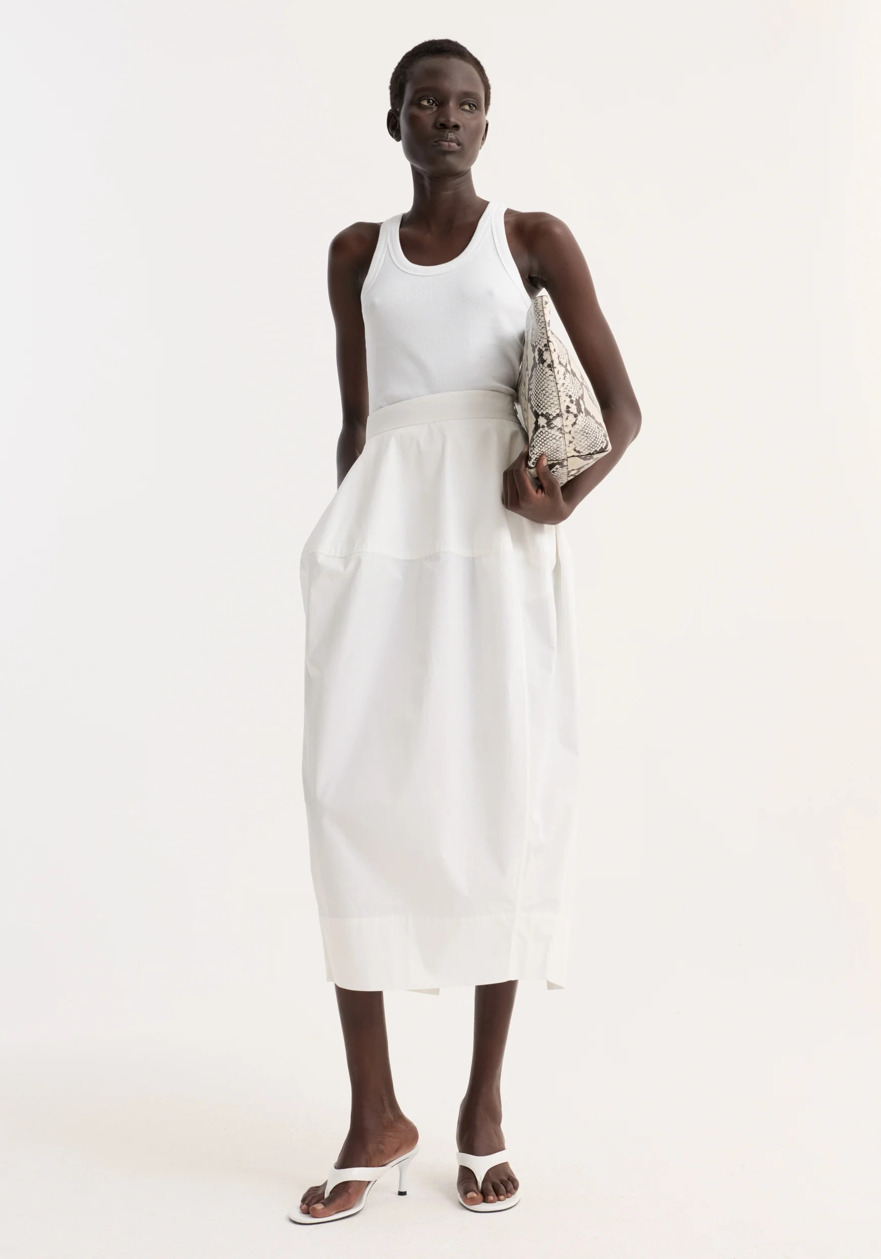 sculptural poplin skirt | optic white | Rohe