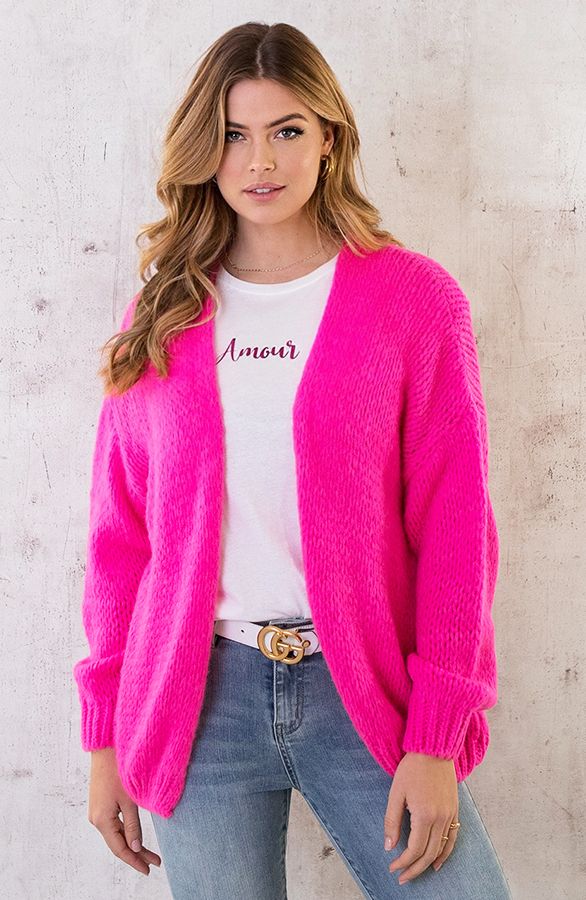 Oversized Knitted Vest Neon Pink | Fashionmusthaves.nl | The Musthaves (NL)