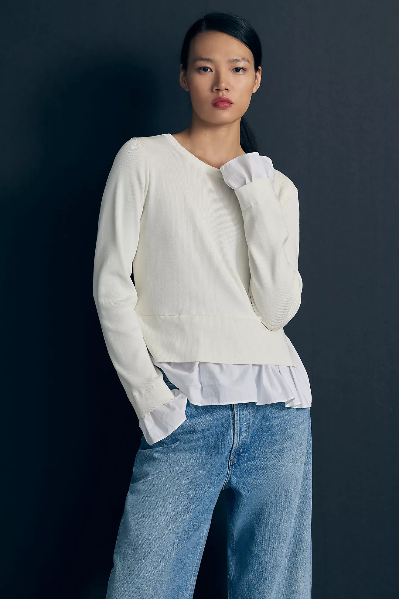 By Anthropologie Long-Sleeve Mockable Shirt Jumper | Anthropologie (UK)