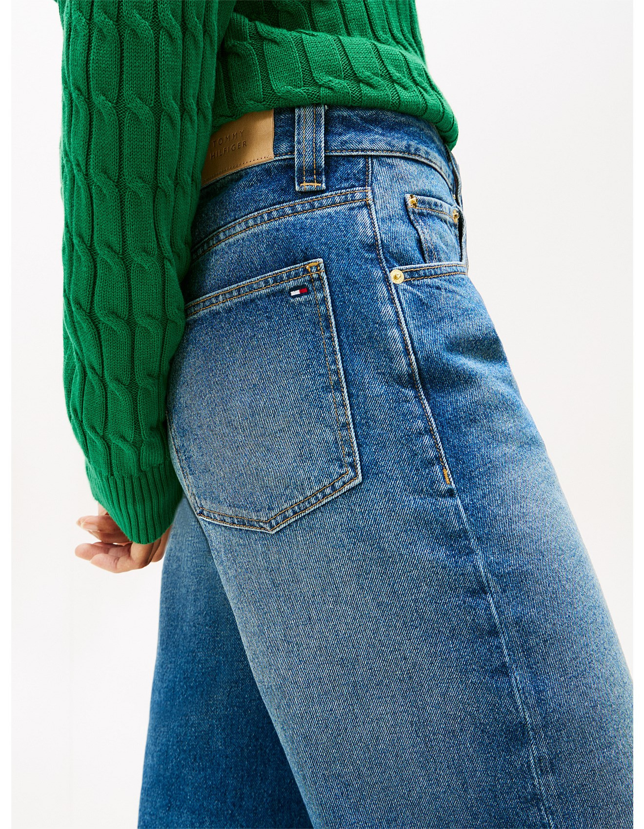 Mid Rise Barrel Leg Rigid Denim Jeans | David Jones (Australia & New Zealand)