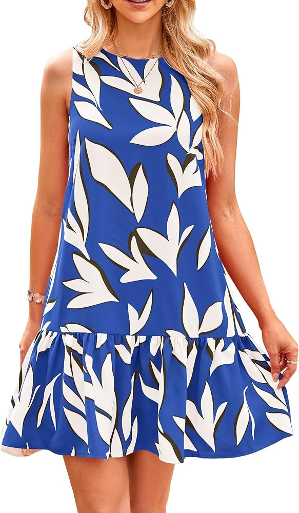 PRETTYGARDEN Women's 2025 Summer Boho Floral Mini Dress Sleeveless Backless Short Wedding Guest B... | Amazon (US)