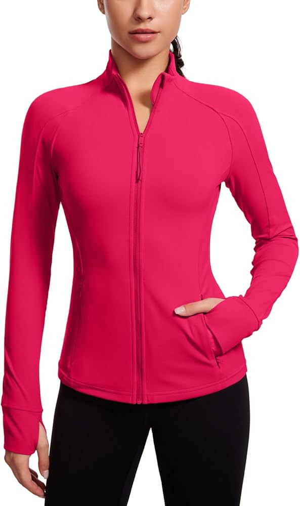 CRZ YOGA Butterluxe Womens Full Zip Workout Jackets Slim Fit Track Athletic Zip Up Jacket with Th... | Amazon (US)