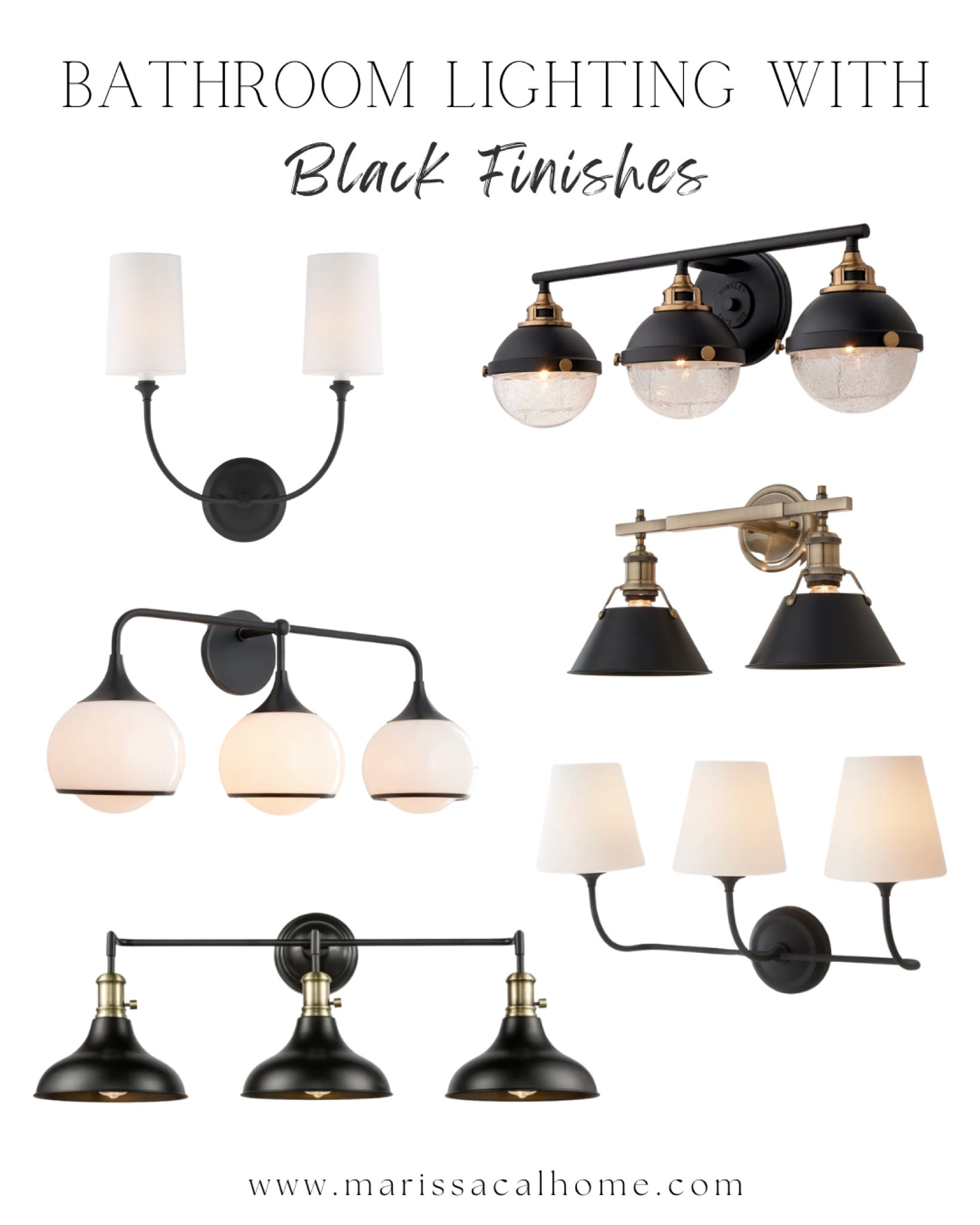 Bathroom vanity lighting // vintage lighting // black metal finish // timeless // traditional // transitional // sconces // Shades of Light

#LTKhome