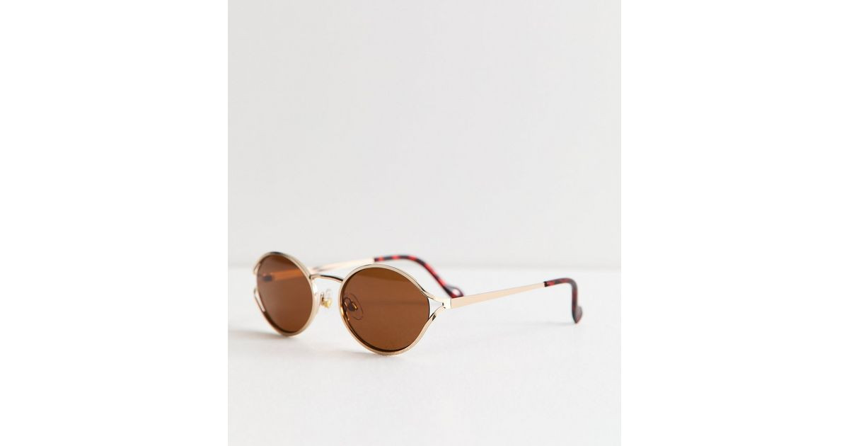 Gold-Tone Tortoiseshell Effect Oversized Oval Sunglasses | New Look | New Look (UK)