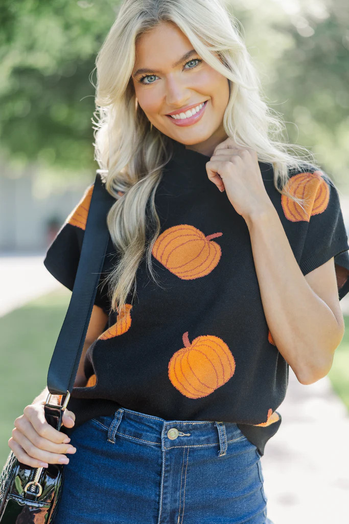 Look The Part Black Pumpkin Sweater | The Mint Julep Boutique