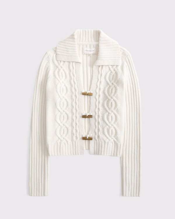 Cable-Knit Collared Cardigan | Abercrombie & Fitch (US)