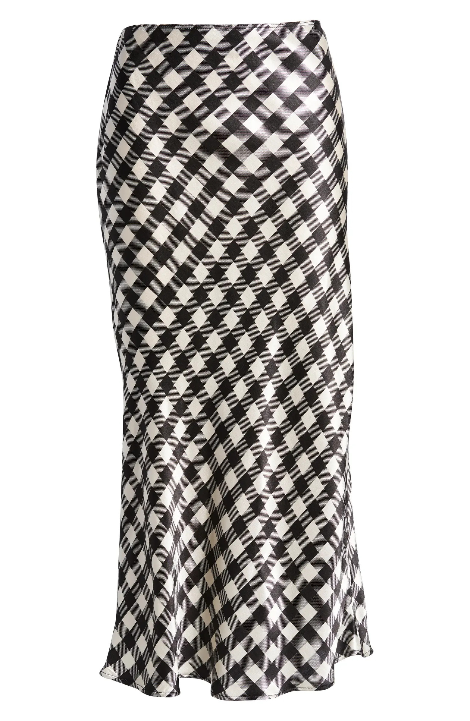 TOPSHOP Gingham Print Bias Cut Midi Skirt | Nordstrom | Nordstrom