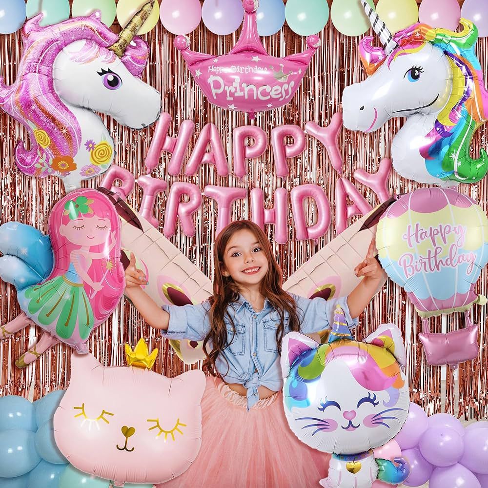 UNICORN BIRTHDAY DECORATIONS FOR GIRLS: Wearable Butterfly Wing, Warm Butter Pastel Balloon Garla... | Amazon (US)