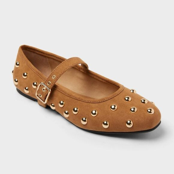 Universal Thread - Women's Penny Gold Studded Mary Jane Flats with Me Cognac | Poshmark