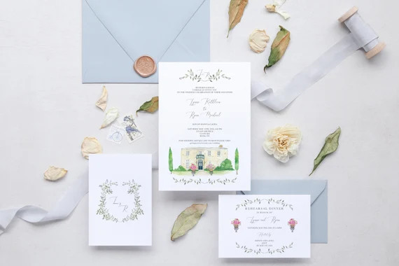 Personalised wedding venue invitation  hand painted  | Etsy | Etsy (US)