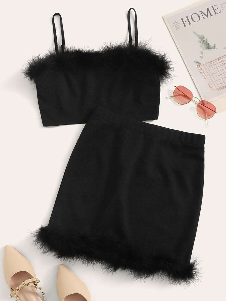 SHEIN Crop Cami Top & Bodycon Skirt Set | SHEIN