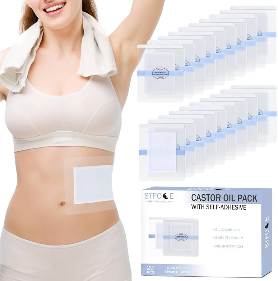 20pcs Castor Oil Pack Wrap, Silicone Castor Oil Pack for Sensitive Skin, No Irritation Castor Oil... | Amazon (US)