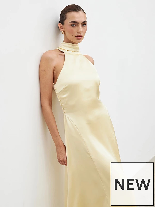 Pretty Lavish Skylar Halterneck Midaxi Dress - Lemon | Very (UK)
