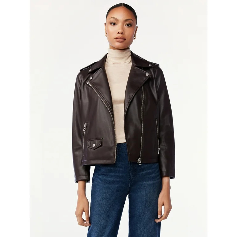 Scoop Women's Faux Leather Moto Jacket | Walmart (US)