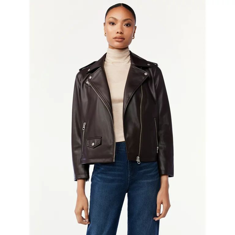 Scoop Women's Faux Leather Moto Jacket | Walmart (US)