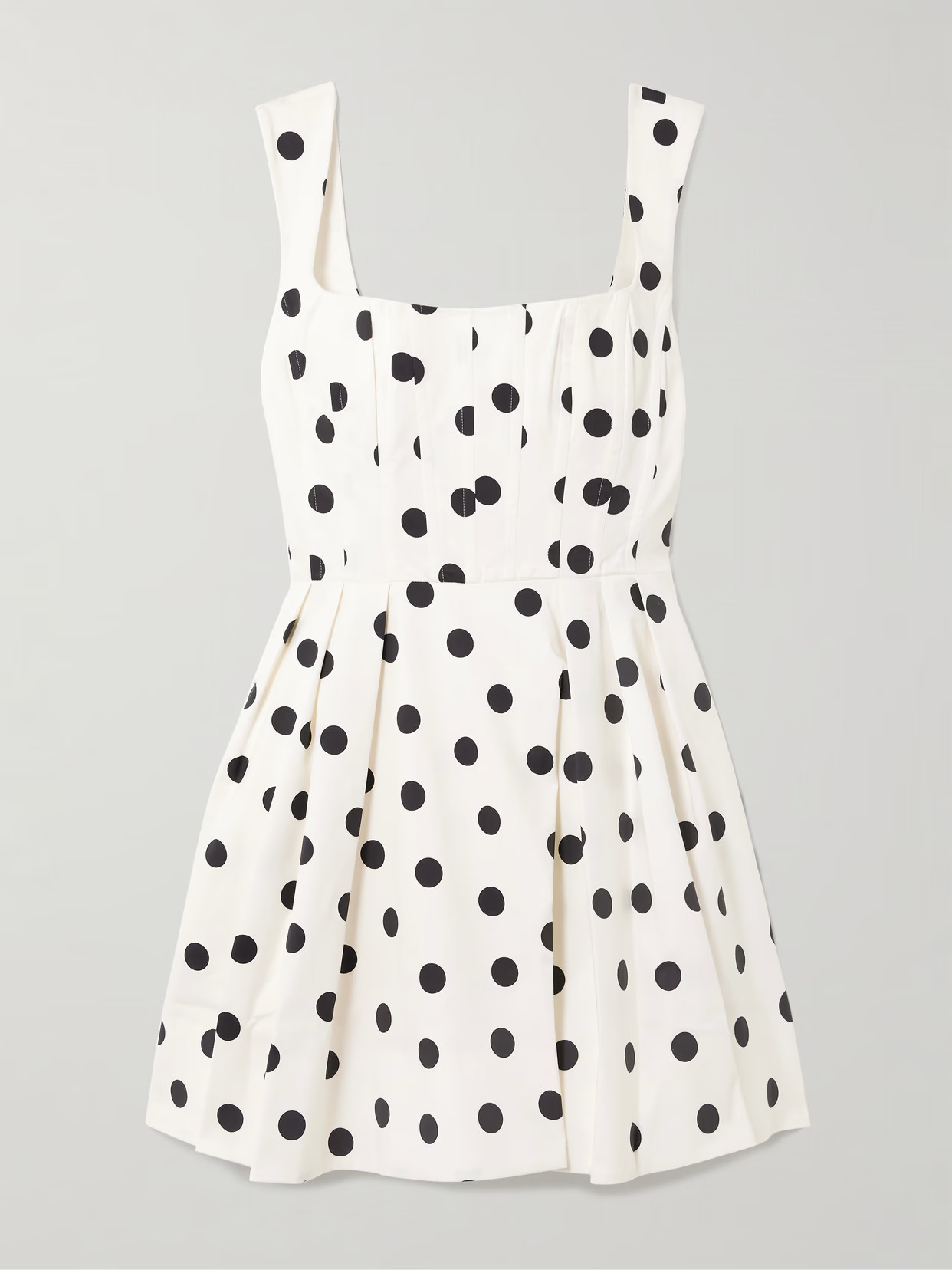 Rebecca Vallance - Maisie Pleated Polka-dot Cotton-blend Poplin Mini Dress - White | NET-A-PORTER (US)