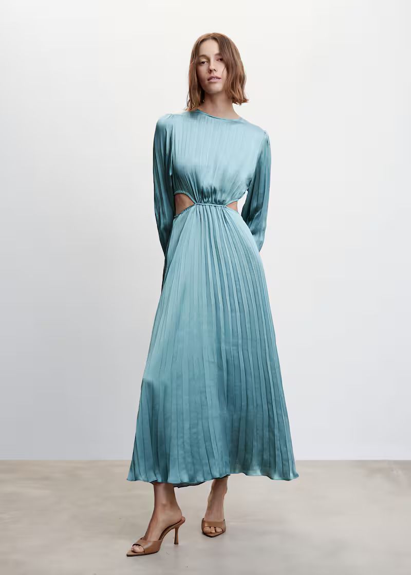 Pleated satin dress | MANGO (US)