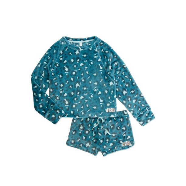 Justice Girls Long Sleeve Top and Sleep Short 2-piece Pajama Set, Sizes 5-18 | Walmart (US)