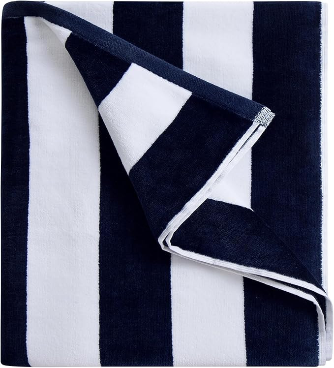 Large Oversized Beach Towel - Big Cotton 36 x 70 Inch Striped Pool Towel, Large Cabana Soft Swimm... | Amazon (US)