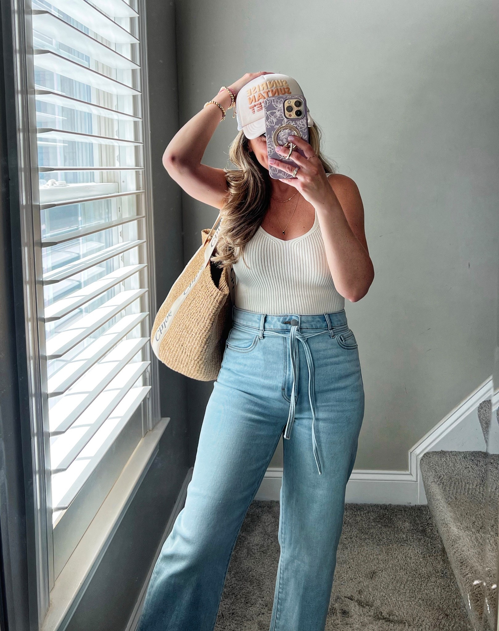 Light wash denim, basic tank, trucker hat, dainty jewelry, summer outfit 

#LTKShoeCrush #LTKItBag #LTKSummerEdit